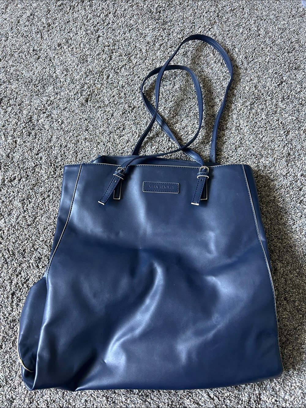 Vera Bradley Navy Leather Tote Bag